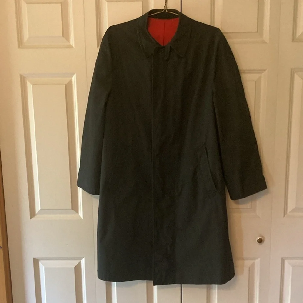 Vtg London Fog mens caliber cloth trench coat 40R black classic - Picture 2 of 14
